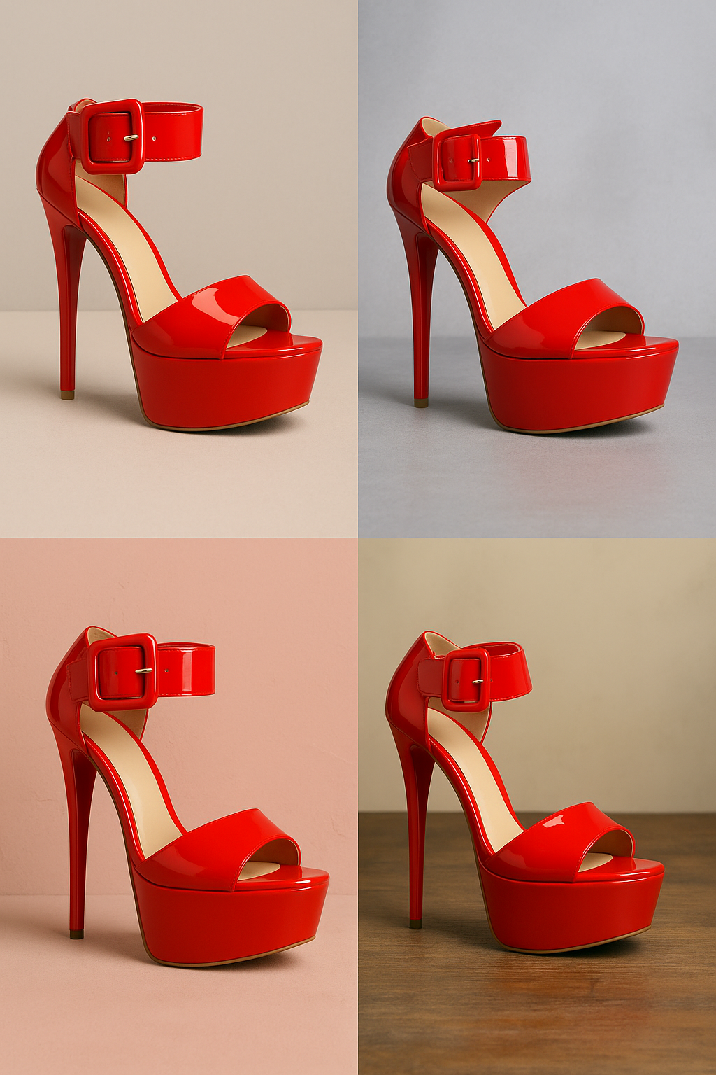 Red Patent Peep-Toe Stilettos – 6-Inch Sustainable Heel | Luxe Gloss Finish