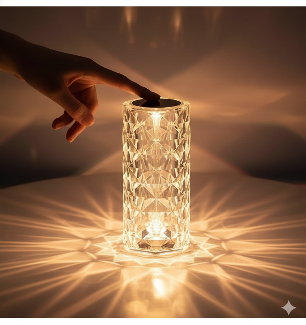 16-Color Crystal Touch Table Lamp – Luxury Diamond-Cut Ambient Lighting