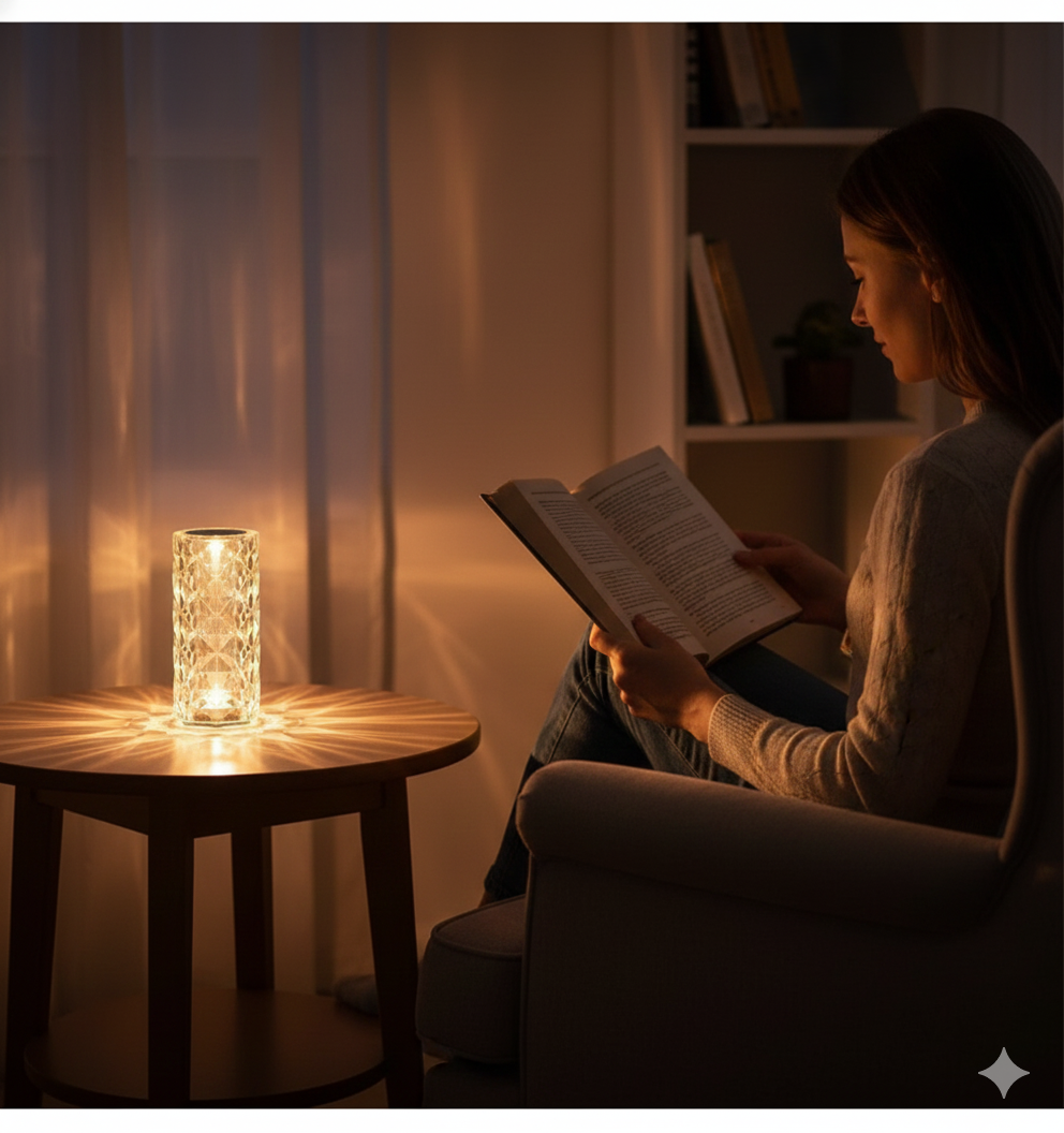 16-Color Crystal Touch Table Lamp – Luxury Diamond-Cut Ambient Lighting