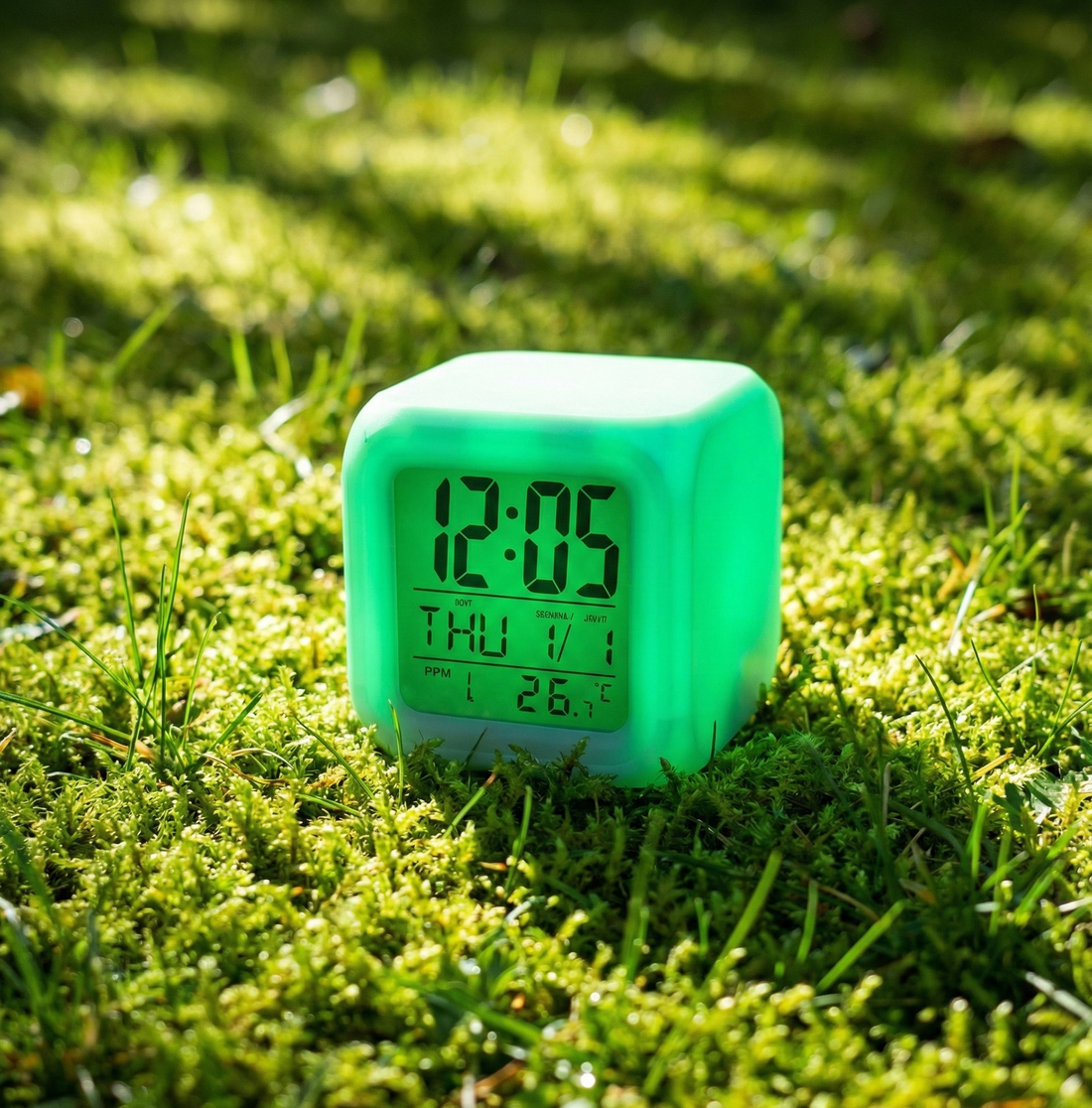 LED Color-Changing Digital Alarm Clock – Portable Wireless Cube