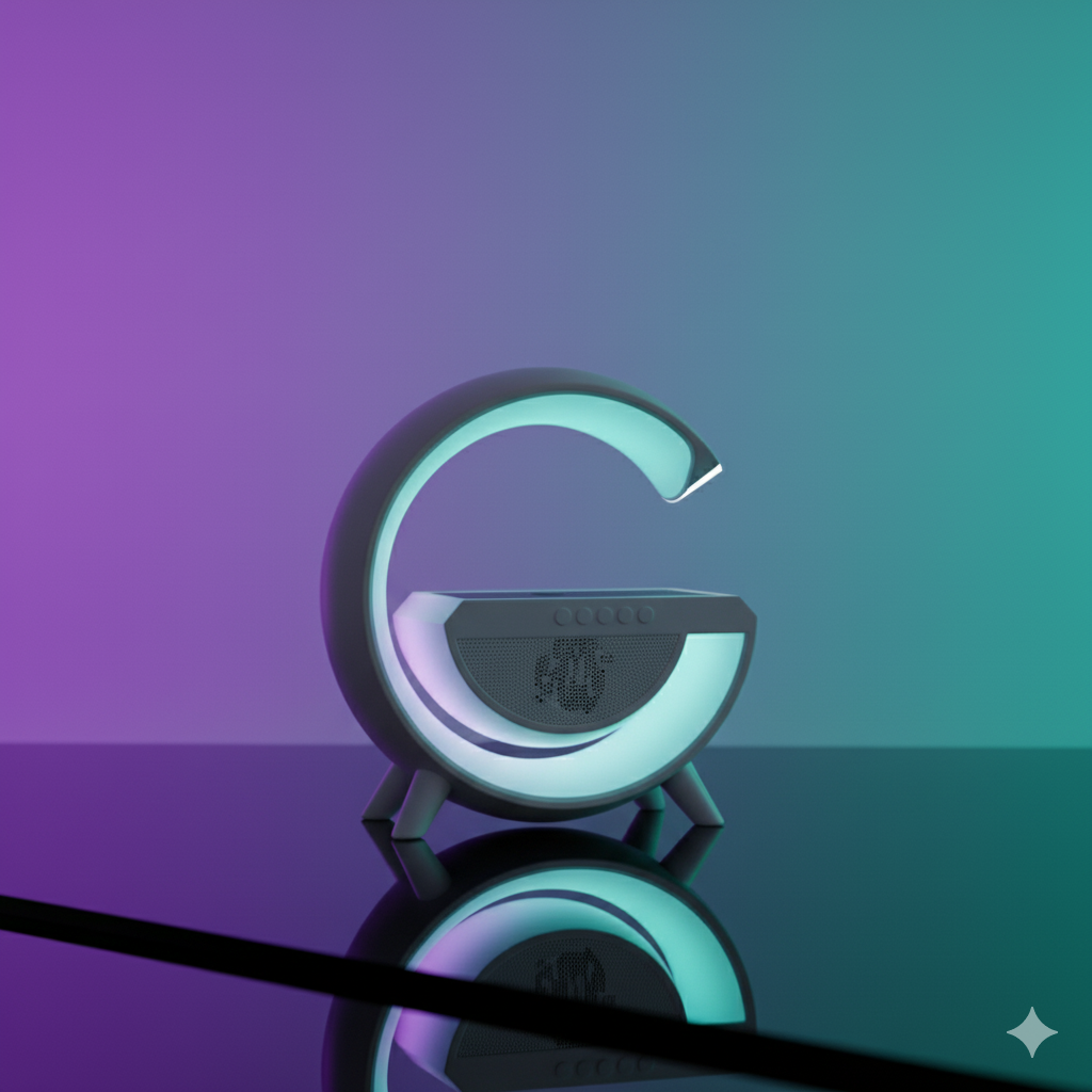 Multifunction Smart Speaker Lamp – Wireless Charging | FM Radio | LED Ambient Light