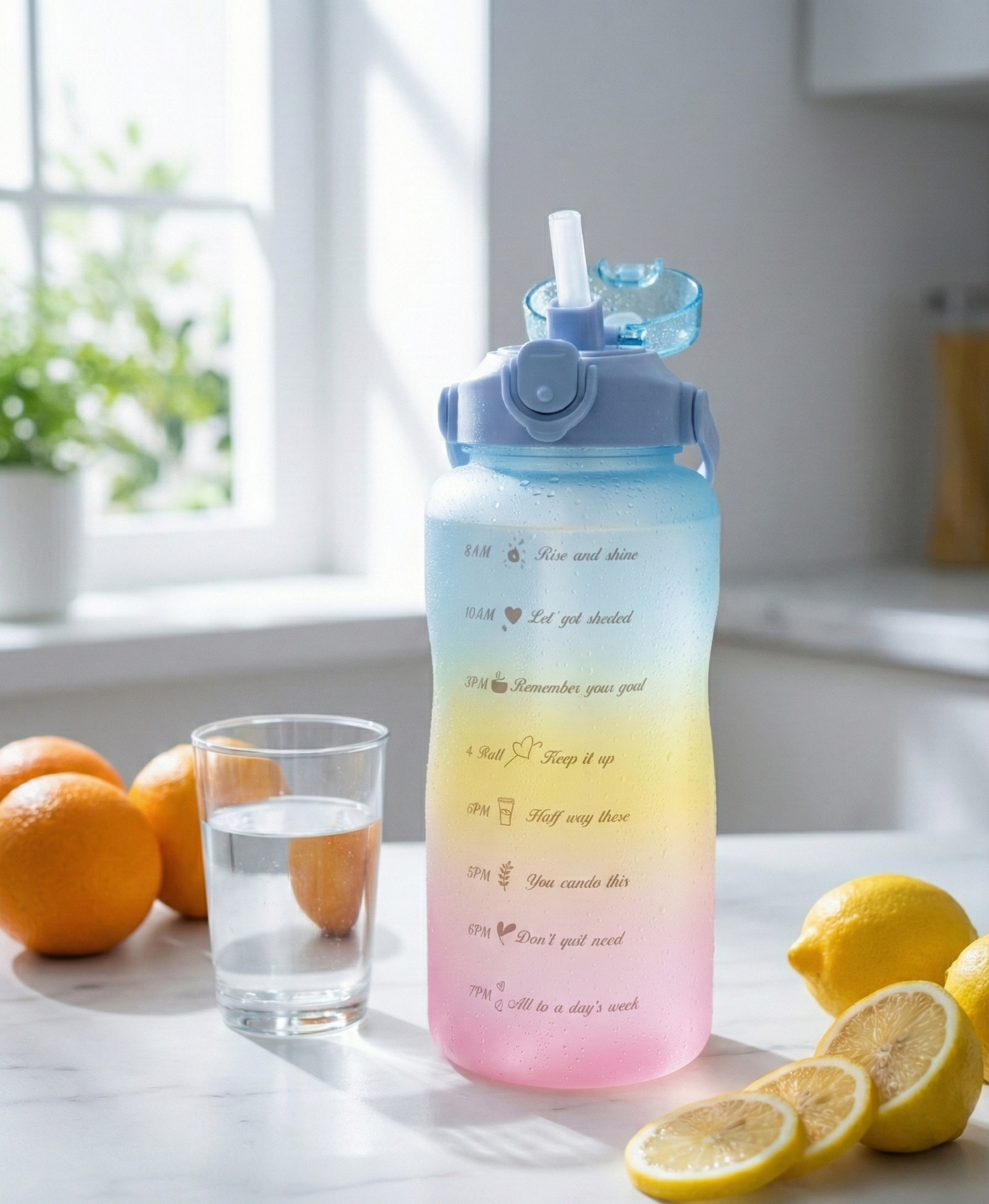 2000ml Motivational Gradient Water Bottle – Stay Hydrated All Day