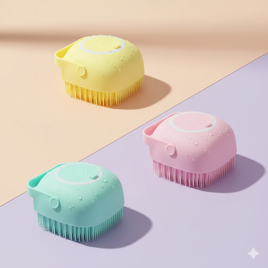 Premium Silicone Bath Brush with Built-In Shower Gel Dispenser | Soft Bristles | BUY 2 GET 1 FREE
